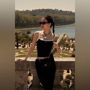 Little Puffy Dani Contrast Tank in Black